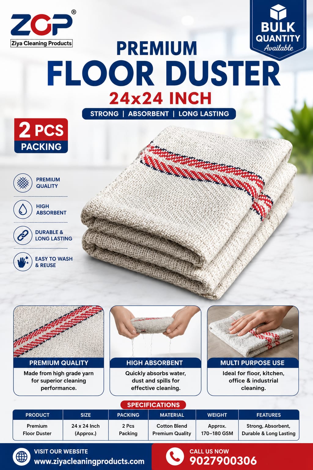 🧹 2 Pcs Pack | Soft Fabric | High Absorbency | Reusable | Multi-Purpose