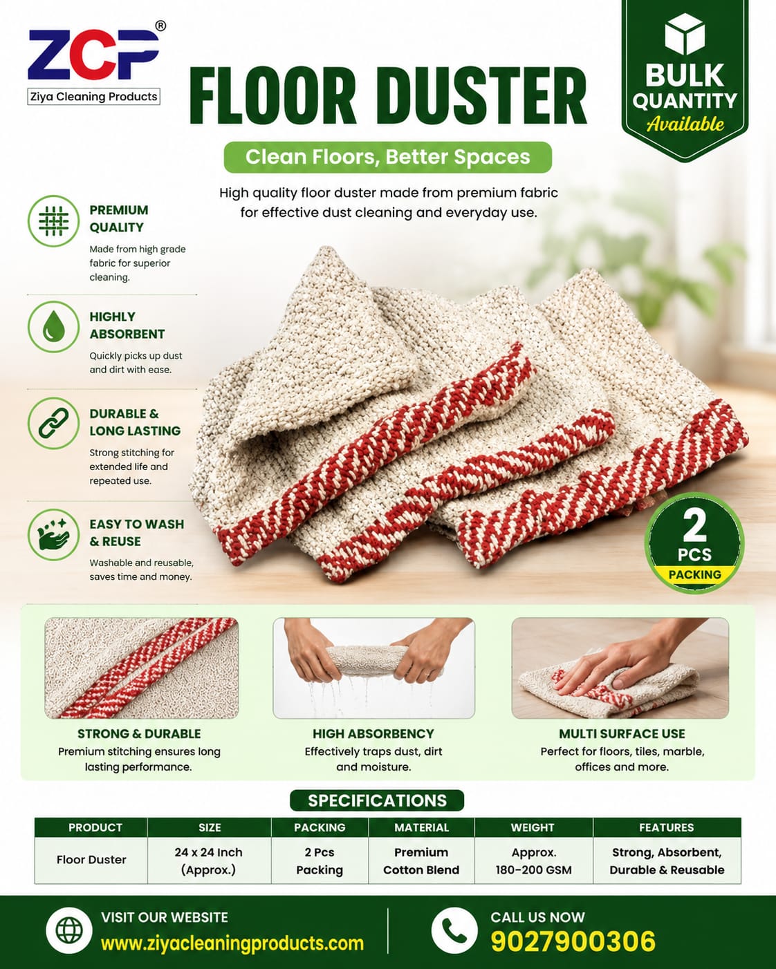 🧼 High Absorbency | Soft Fabric | Reusable | Durable | Everyday Cleaning