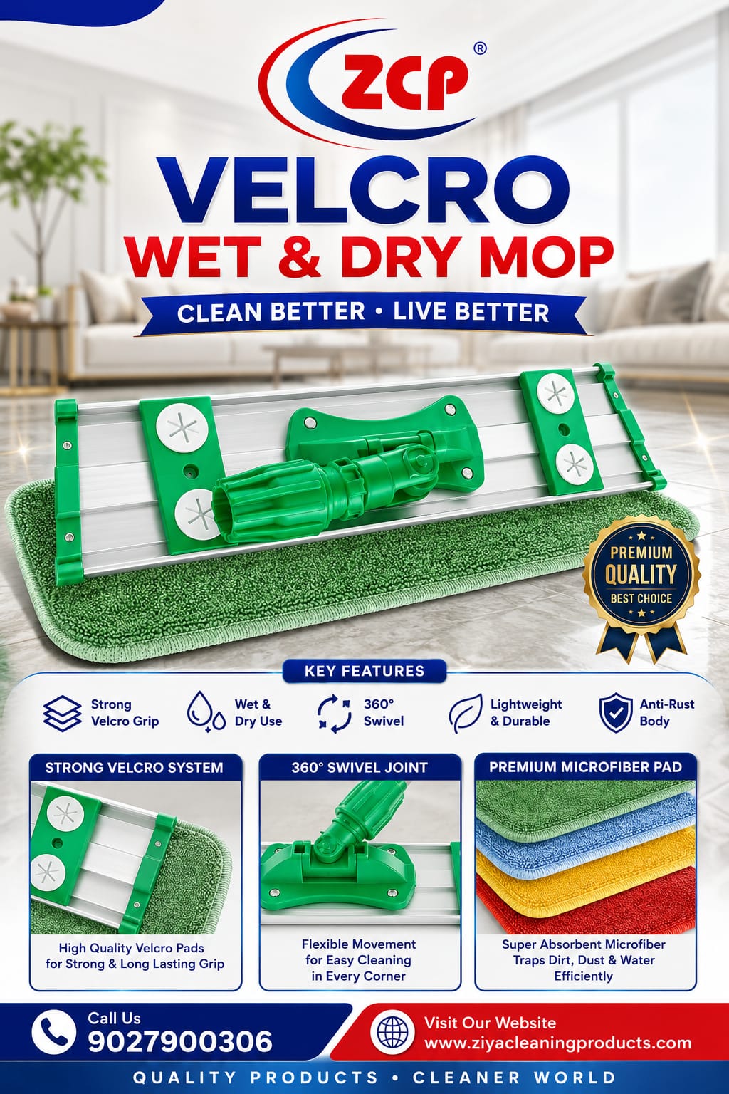 ✅ Wet & Dry Cleaning
✅ Quick Velcro Pad Attachment
✅ 360° Smooth Cleaning
✅ Durable & Reusable Mop Pad
✅ Ideal for Commercial & Household Use

🏢 Perfect for Hotels • Hospitals • Offices • Schools • Malls • Homes